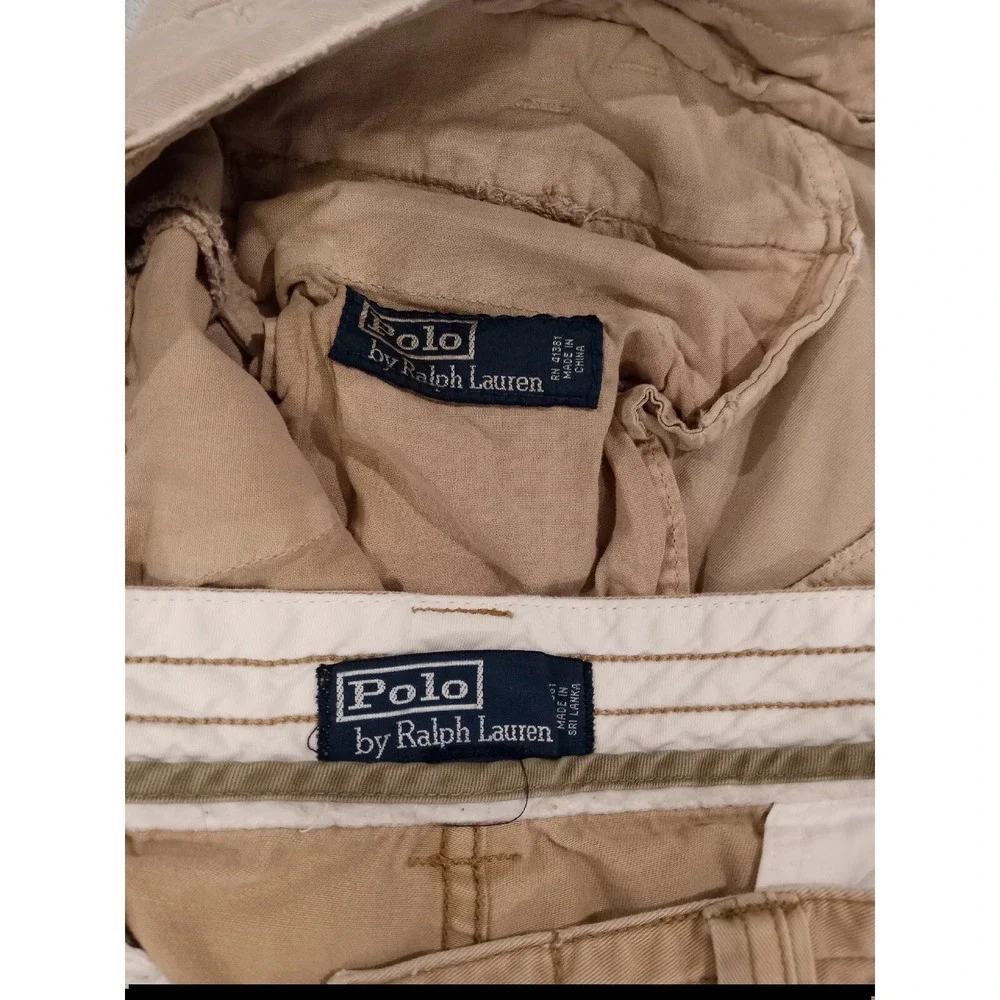 2 Mens Polo Ralph Lauren Y2k‎ Cargo Chino Khaki Shorts Size 38